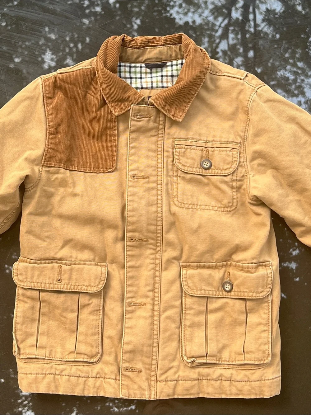 Girpcore Y2K Vintage Baby Gap Canvas Barn Jacket Corduroy Collar Field Coat 4T